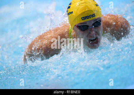 Sarah Sjostrom (SWE), 11. NOVEMBER 2018 - Schwimmen: 2018 FINA Swimming World Cup in Tokio Frauen 100 m Schmetterling Wärme am Tatsumi International Swimming Center in Tokio, Japan. (Foto durch Yohei Osada/LBA SPORT) Stockfoto