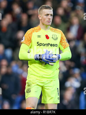 Stamford Bridge, London, UK. 11. Nov 2018. Jordan Pickford von Everton in der Premier League Spiel zwischen Chelsea und den FC Everton an der Stamford Bridge am 11. November 2018 in London, England. Nur die redaktionelle Nutzung, eine Lizenz für die gewerbliche Nutzung erforderlich. Keine Verwendung in Wetten, Spiele oder einer einzelnen Verein/Liga/player Publikationen. (Foto durch Arron Gent/phcimages.com) Credit: PHC Images/Alamy leben Nachrichten Stockfoto