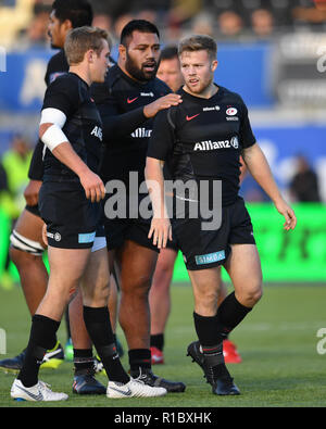 London, Großbritannien. 11. Nov 2018. Tom Whiteley der Sarazenen während Premiership Rugby Cup Runde 3 Match zwischen Sarazenen und Worcester Warriors bei Allianz Park am Sonntag, den 11. November 2018. LONDON ENGLAND. (Nur redaktionelle Nutzung, eine Lizenz für die gewerbliche Nutzung erforderlich. Keine Verwendung in Wetten, Spiele oder einer einzelnen Verein/Liga/player Publikationen.) Credit: Taka Wu/Alamy leben Nachrichten Stockfoto