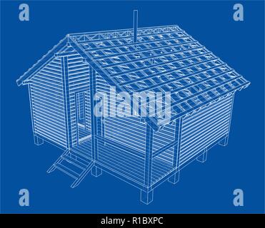 Skizze des Kleinen Hauses. Vektor Rendering von 3d Stock Vektor