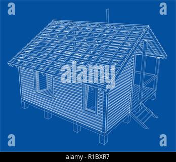 Skizze des Kleinen Hauses. Vektor Rendering von 3d Stock Vektor
