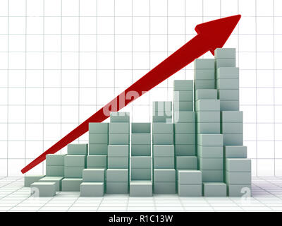 Business graph und Wachstum. 3D-Rendering Stockfoto
