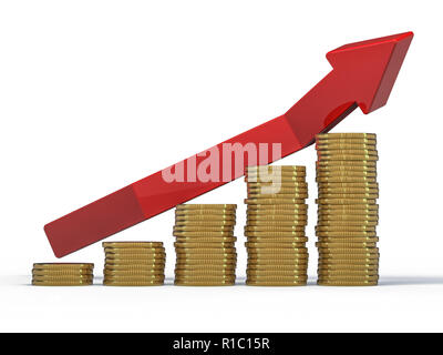Business graph und Wachstum. 3D-Rendering Stockfoto