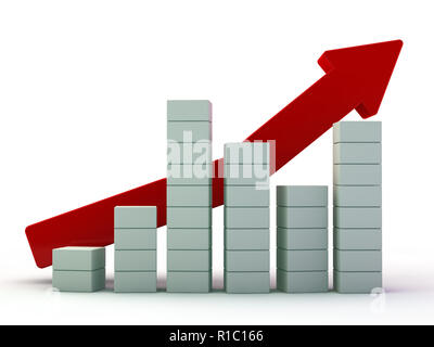Business graph und Wachstum. 3D-Rendering Stockfoto