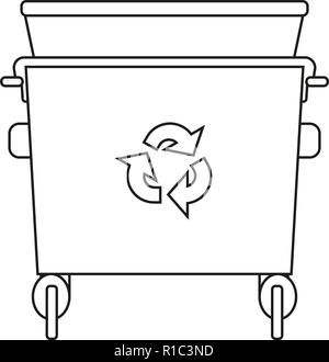 Line Art schwarze und weiße Mülltonne Stock Vektor