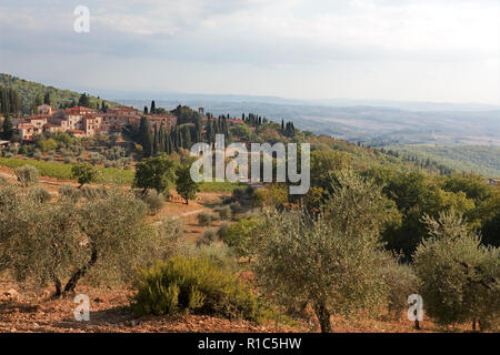 Fonterutoli, Castellina in Chianti, Toskana, Italien, von der SR222, Via Statale Stockfoto