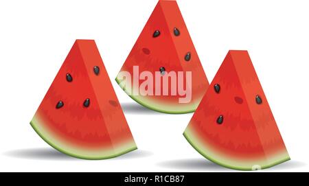 Vektor Wassermelone auf weißem Hintergrund. saftige reife Wassermelone für gesunde Ernährung Hintergründe. Eps 10 Abbildung Stock Vektor