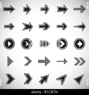 Pfeile, Symbole mit Überblick auf weißem Hintergrund Stock Vektor