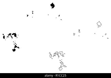 Riau Inseln (Unterteilungen von Indonesien, Provinzen Indonesiens) Karte Vektor-illustration, kritzeln Skizze Riau Kepulauan Karte Stock Vektor