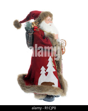 Schöne Statue Saint Nicolas, Weihnachten Szene, auf weißem Hintergrund Stockfoto