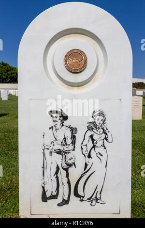 Uns Mormonenbataillon, Mexikanischen Krieg Grab Denkmal im Fort Rosecrans National Cemetery, Cabrillo Memorial Dr, San Diego, California, United States. Stockfoto