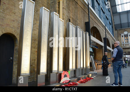 Great Northern Railway Mahnmal am Bahnhof Kings Cross, London, UK Stockfoto