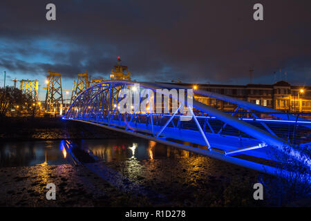 Sam Thompson Brücke Connswater Community Greenway Shorts Aircraft Factory Harland und Wolfe Osten Belfast Nordirland Stockfoto