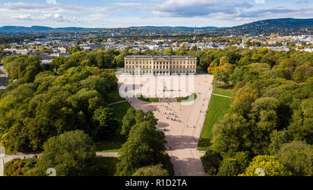 Der Königliche Palast Det Kongelige Slott, Oslo, Norwegen Stockfoto