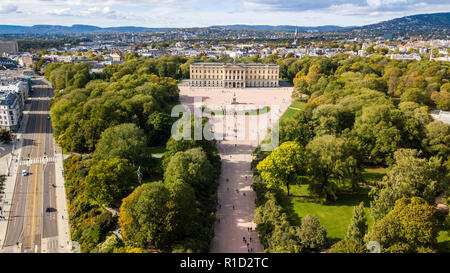 Der Königliche Palast Det Kongelige Slott, Oslo, Norwegen Stockfoto