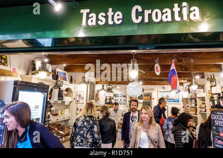 London England, Großbritannien, South Bank Southwark, Borough Market, Händler Stände, Geschmack Kroatien Lebensmittelgeschäft, Shopping Shopper Shopper Shop Geschäfte Markt Märkte Marke Stockfoto