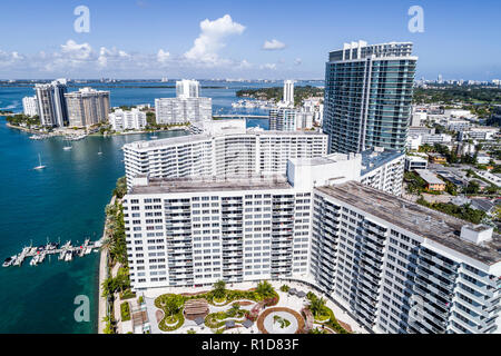 Miami Beach Florida, Biscayne Bay, Luftaufnahme von oben, Flamingo South Beach Eigentumswohnung, Hochhaus Wolkenkratzer Gebäude Gebäude, b Stockfoto