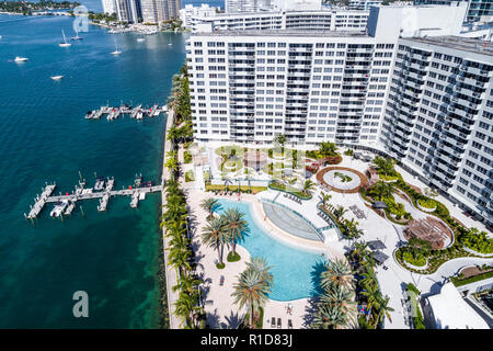 Miami Beach Florida, Biscayne Bay, Luftaufnahme von oben, Flamingo South Beach Eigentumswohnung, Hochhaus Wolkenkratzer Gebäude Gebäude, b Stockfoto