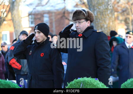 Quebec, Kanada 11/11/2018. Erinnerung Tag der Zeremonie in der Stadt von Joliette Stockfoto