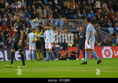 Vigo, Spanien. 11 Nov, 2018. La Liga Match zwischen Real Club Celta de Vigo und Real Madrid in Balaidos Stadium; Vigo; Score 2-4. Credit: Brais Seara/Alamy leben Nachrichten Stockfoto