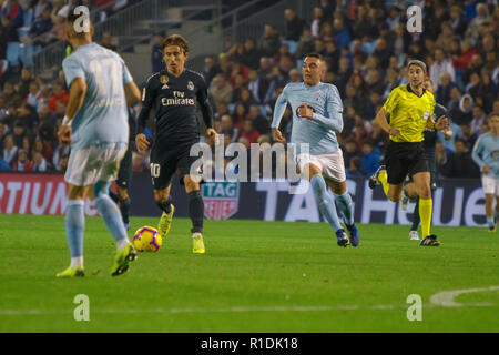 Vigo, Spanien. 11 Nov, 2018. La Liga Match zwischen Real Club Celta de Vigo und Real Madrid in Balaidos Stadium; Vigo; Score 2-4. Credit: Brais Seara/Alamy leben Nachrichten Stockfoto