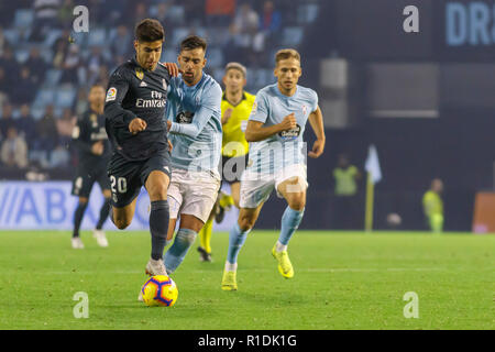 Vigo, Spanien. 11 Nov, 2018. La Liga Match zwischen Real Club Celta de Vigo und Real Madrid in Balaidos Stadium; Vigo; Score 2-4. Credit: Brais Seara/Alamy leben Nachrichten Stockfoto