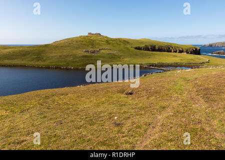 Broch von Culswick, Festland, Shetland, Großbritannien Stockfoto