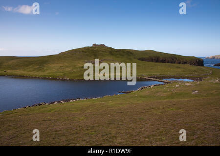 Broch von Culswick, Festland, Shetland, Großbritannien Stockfoto