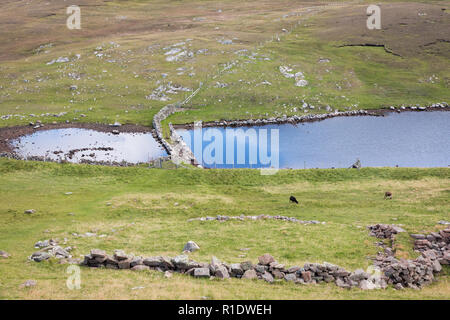 Gehweg zu Broch von Culswick, Mailand, Shetland Stockfoto