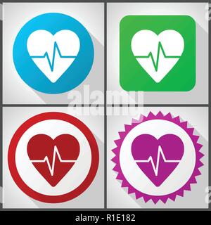 Vector Icons mit 4 Optionen. Puls flache Design Icon Set einfach in eps 10 zu bearbeiten. Stock Vektor