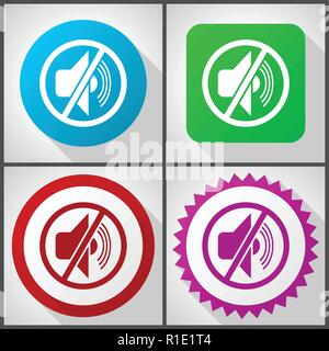 Vector Icons mit 4 Optionen. Flaches Design Symbol Mute einfach in eps 10 zu bearbeiten. Stock Vektor
