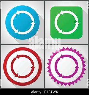 Vector Icons mit 4 Optionen. Rered Blauer runder webyellow glänzend Web flache Design Symbol einfach in eps 10 zu bearbeiten. Stock Vektor