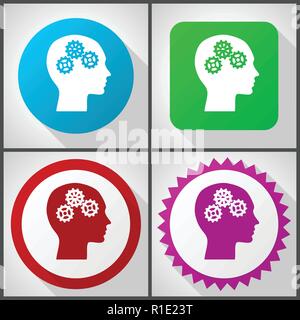 Vector Icons mit 4 Optionen. Kopf, flache Design Icon Set einfach in eps 10 zu bearbeiten. Stock Vektor