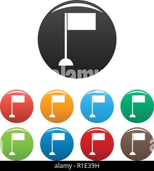 Flagge Symbole gesetzt. Vektor einfache Flagge Vector Icons in verschiedenen Farben isoliert auf weißem Stock Vektor