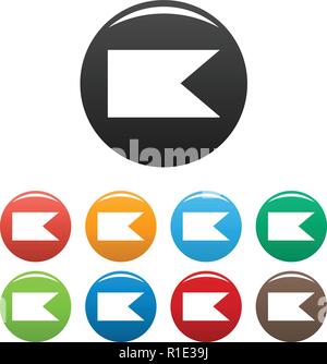 Neue Flagge Symbole gesetzt. Vektor einfache neue Flagge Vector Icons in verschiedenen Farben isoliert auf weißem Stock Vektor