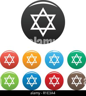 David stern Symbole gesetzt. Vektor einfacher Satz von David stern Vector Icons in verschiedenen Farben isoliert auf weißem Stock Vektor