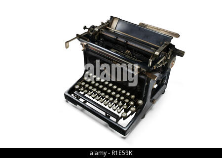 Schreibmaschine auf weißem Hintergrund ISO-Anzeigen Stockfoto