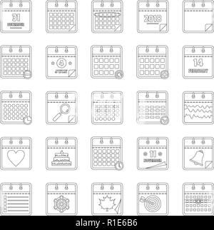 Kalender Symbole gesetzt. Überblick Abbildung: 25 Kalender Vector Icons für Web Stock Vektor