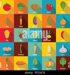 Gemüse Symbole gesetzt. Flache Darstellung von 25 Gemüse Vector Icons für Web Stock Vektor