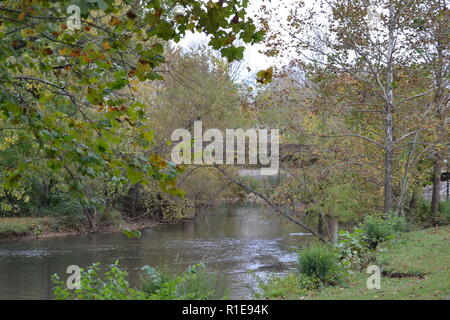 Herbst Landschaften Sweetwater Creek am Sweetwater Ente Park Stockfoto