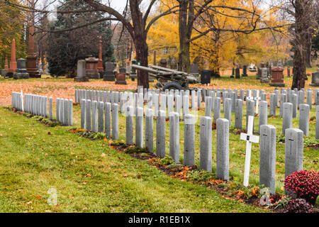 Grabdenkmäler der gefallenen Soldaten im Zweiten Weltkrieg - Ottawa, Ontario, Kanada Stockfoto