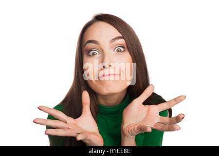 Frau in einem grünen Rollkragen Stockfoto