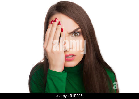 Frau in einem grünen Rollkragen Stockfoto