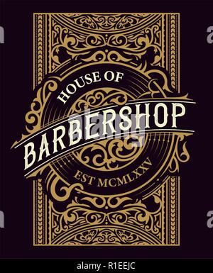 Friseur Label, Western Style Stock Vektor