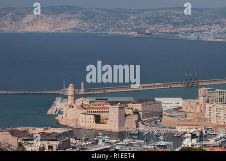 Fort Saint-Jean, Port die Stadt und das Meer. Marseille, Frankreich Stockfoto