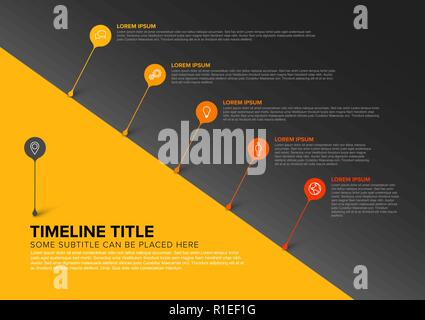 Vektor Infografik diagonal timeline Berichtvorlage mit Blasen - dunkel gelb Version Stock Vektor