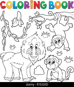 Malbuch monkey Thema 4-eps 10 Vector Illustration. Stock Vektor