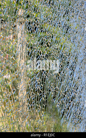 Vorgespanntes Glas Fenster zerbrochen Stockfoto