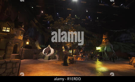 Gebiet der Amusement Shrek in DreamWorks in Motiongate bei Dubai Parks und Resorts Stockfoto