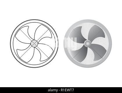 Vier der Lüfterflügel. Propellervektor-Illustration. Lüftungsgeräte. Stock Vektor